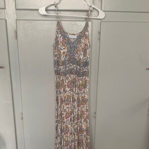 Sincerely Jules Floral Maxi Dress in Blue, Rust & Cream